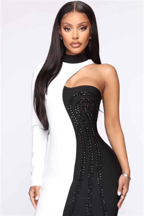 black and white dress fashion nova|fashion nova long white dress.